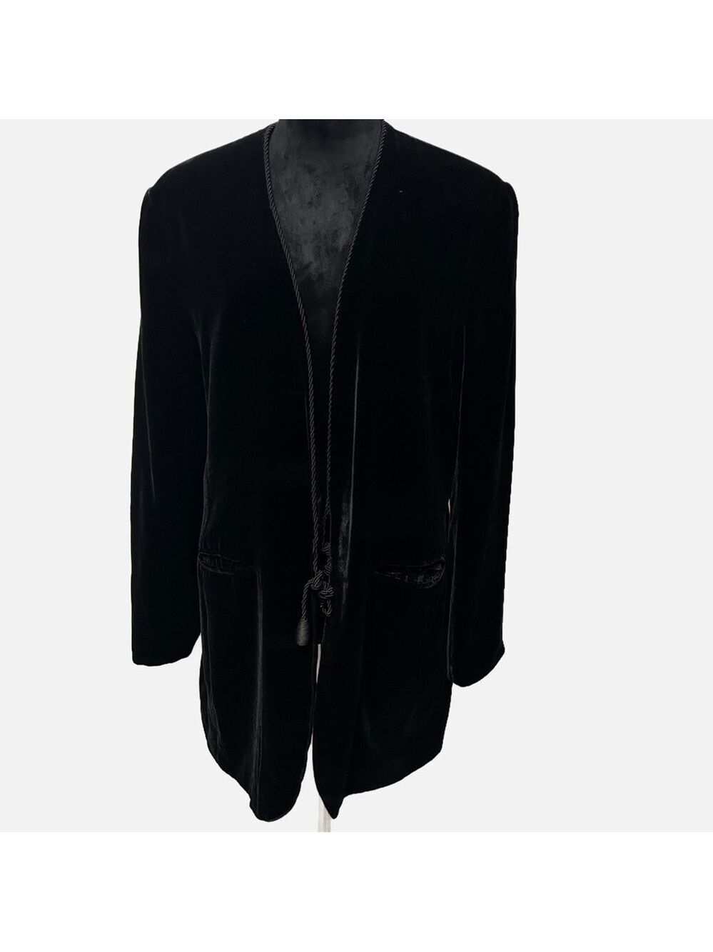 Vintage Ann Taylor Jacket Crushed Velvet Rayon Silk Sz 14 Braided Trim